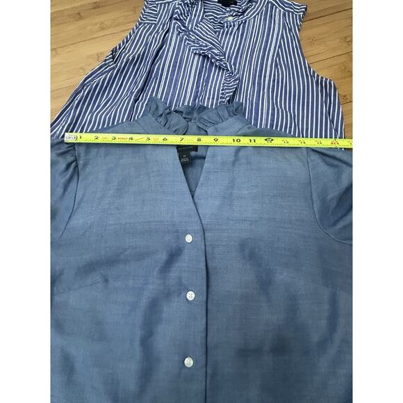 Ann Taylor Blouse Bundle -Striped Sleeveless & Blue Long Sleeve Preppy Chic XS - Picture 5 of 9